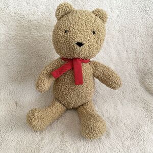 Cloud Island Curly Tan Brown Teddy Bear Red Scarf 12" Stuffed Plush Baby Lovey